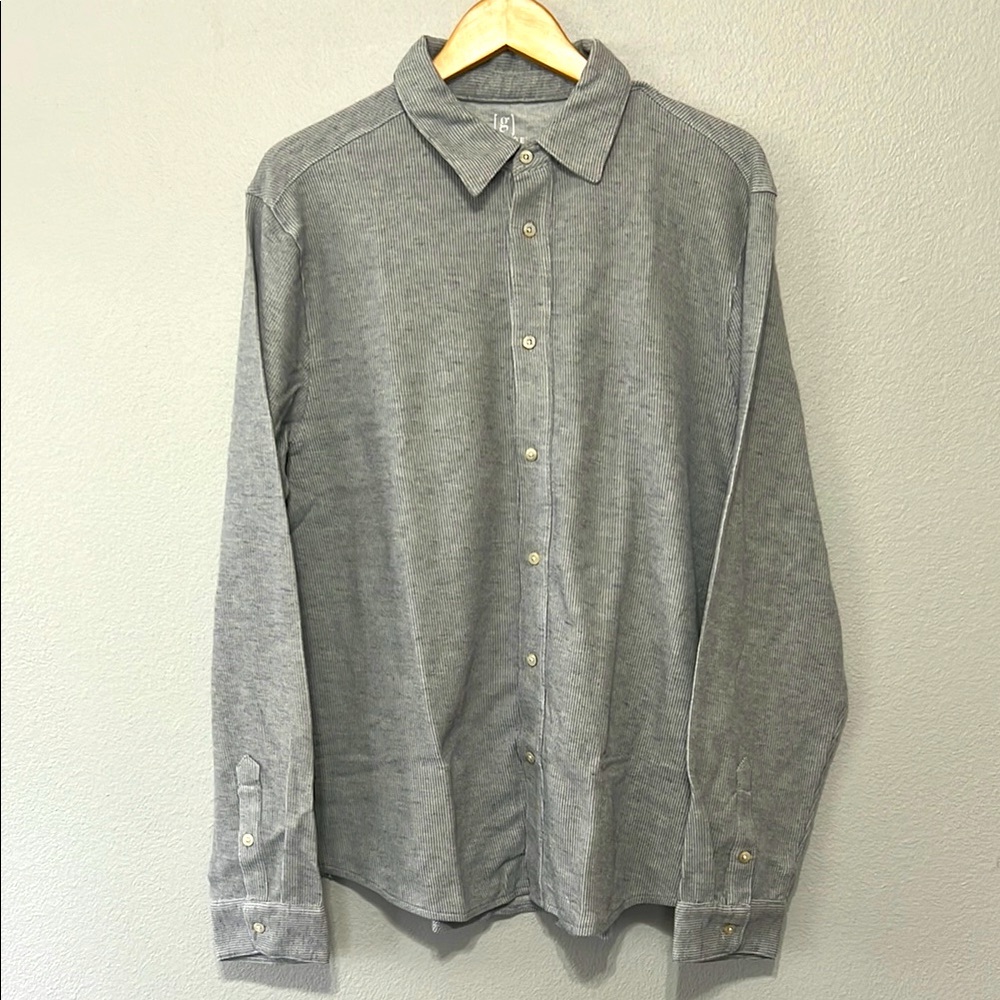 George Men’s Gray Casual‎ Button Down Shirt with Pointed Collar XL Long Sleeve
